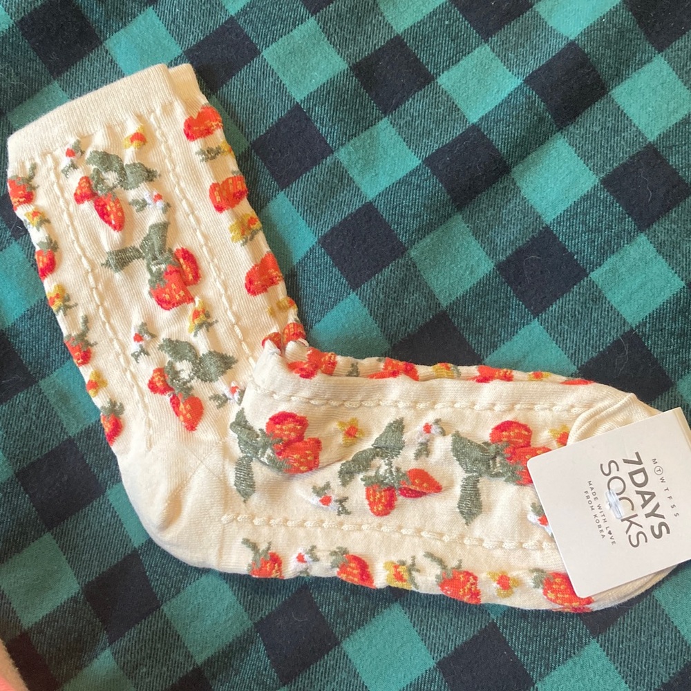 Textured Strawberry Patterned Socks